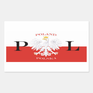 Poland Flag of Polska White Eagle Rectangular Sticker
