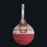 Poland Flag on Old Wood Grain Pet ID Tag<br><div class="desc">Feel free to modify the design according to your own preferences. You may change the design location, orientation, background colors and size. Also, you may add your own text, or slogan set its font, location and size, all in order to create the ultimate personal gift for you and your loved...</div>