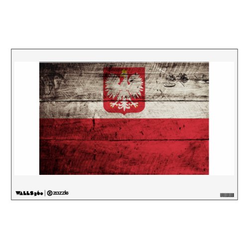Poland Flag on Old Wood Grain Wall Decal