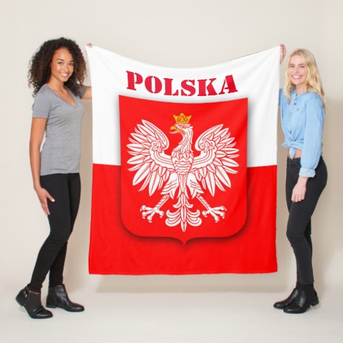 Poland Flag Patriotic Football Soccer Polska Fleec Fleece Blanket