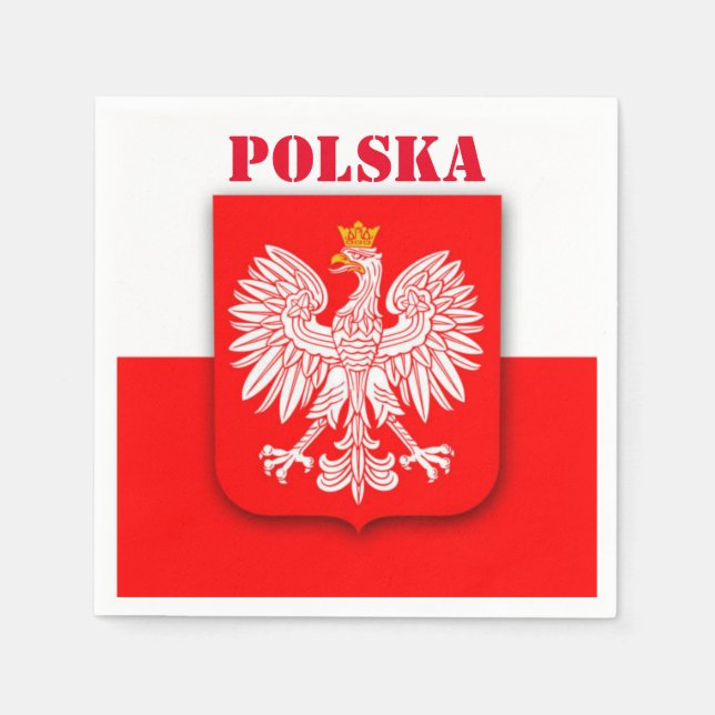 Poland Flag Patriotic Football Soccer Polska Napkins (Front)
