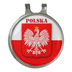 Poland Flag Patriotic Golf Golfer Polska Hat Clip