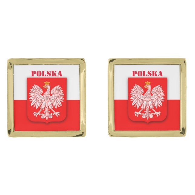 Poland Flag Patriotic Soccer Polska Cufflinks (Front)