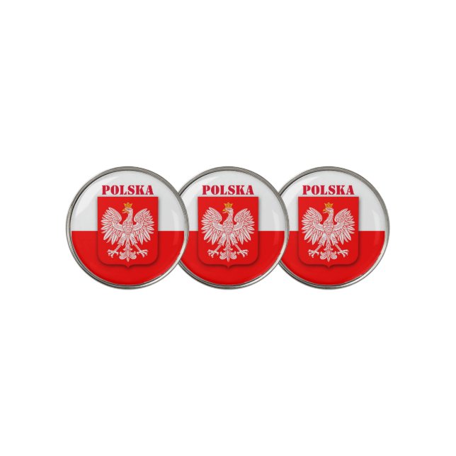 Poland Flag Patriotic Soccer Polska Golf Ball Marker (3 Up)