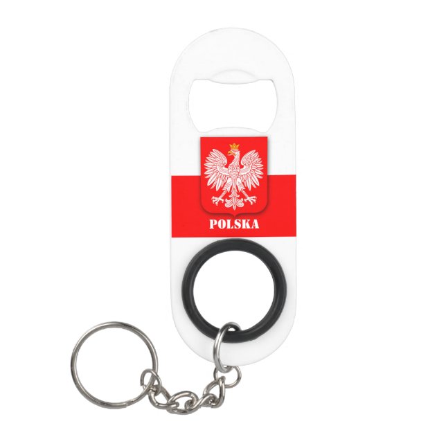 Poland Flag Patriotic Soccer Polska Keychain Bottle Opener (Front)