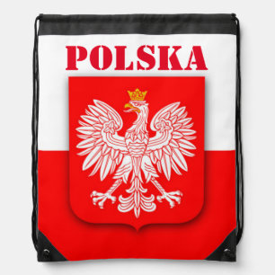 Poland Flag Polska Patriotic Football Soccer  Drawstring Bag