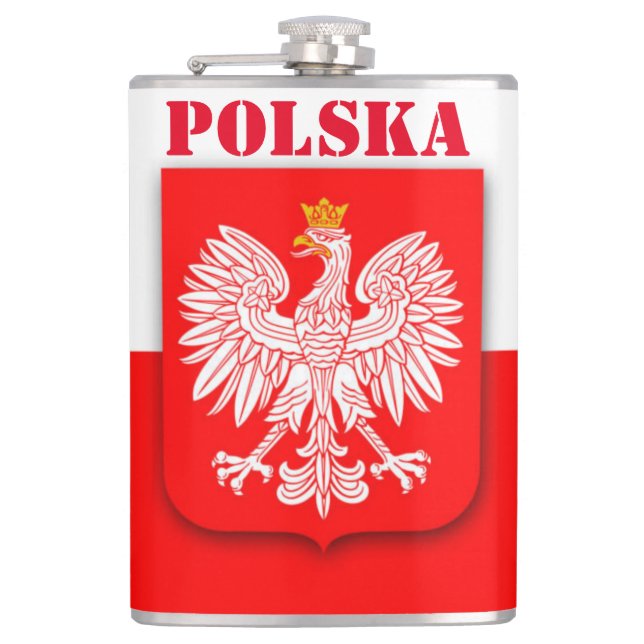 Poland Flag Polska Patriotic Football Soccer  Flask (Front)