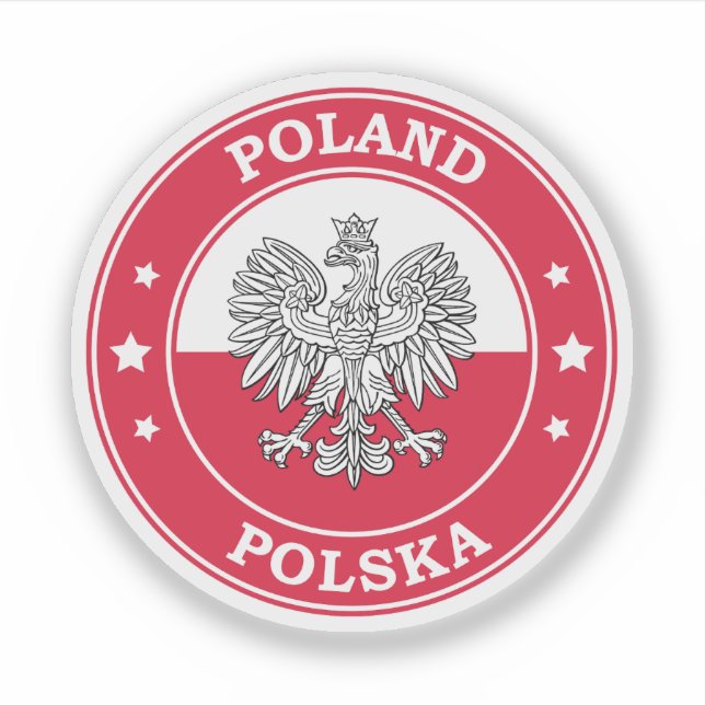 Poland Flag Round Circle Emblem Sticker (Front)