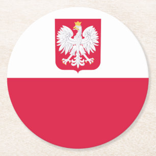 Poland Flag Round Paper Coaster