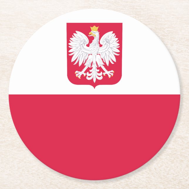 Poland Flag Round Paper Coaster (Front)