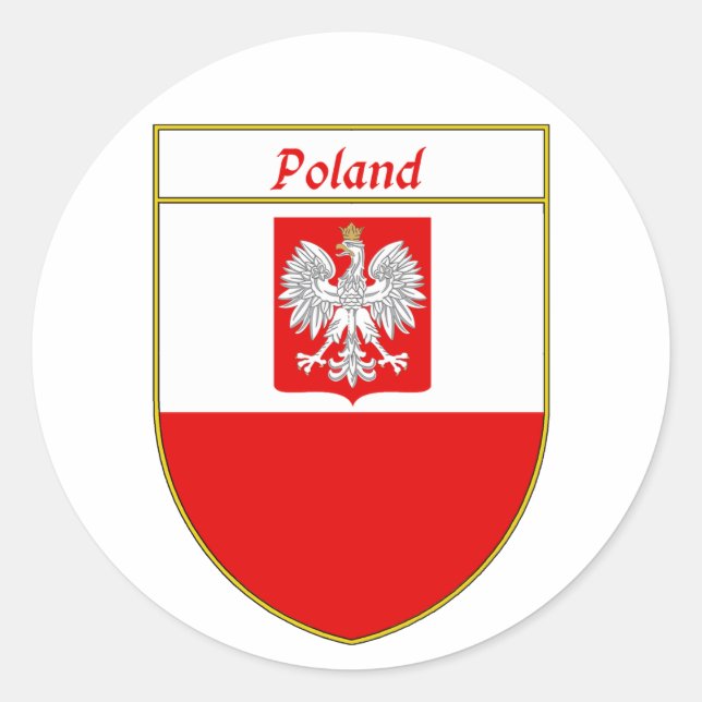 Poland Flag Shield Classic Round Sticker (Front)
