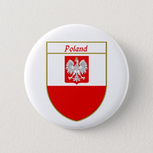 Poland Flag Shield Pinback Button