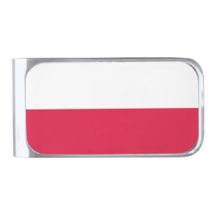 Poland Flag Silver Finish Money Clip