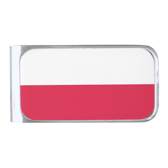 Poland Flag Silver Finish Money Clip (Front)