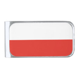 Poland flag silver finish money clip
