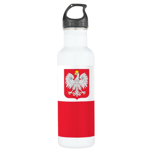 Poland Flag Stainless Steel Water Bottle (Front)