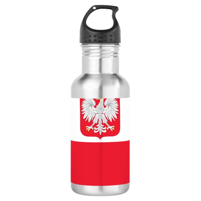 Poland Flag Stainless Steel Water Bottle (Front)