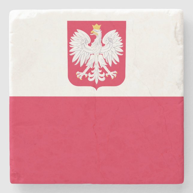 Poland Flag Stone Coaster (Front)
