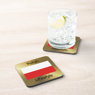 Poland Flag+Text Coaster