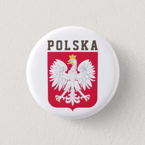 Poland flag with coat of arms button