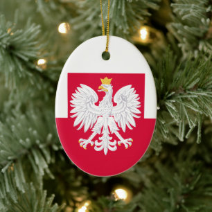 Poland flag (with coat of arms) ceramic ornament