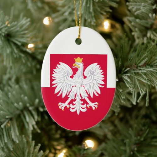 Poland flag with coat of arms ceramic ornament