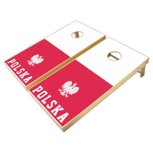 Poland flag (with coat of arms) cornhole set