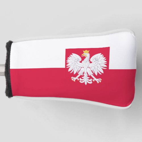 Poland flag with coat of arms golf head cover