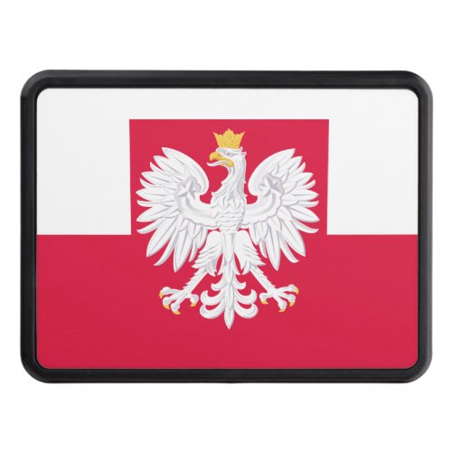 Poland flag with coat of arms hitch cover