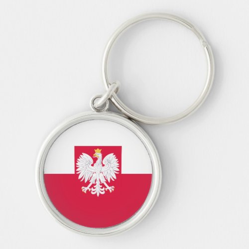 Poland flag with coat of arms keychain