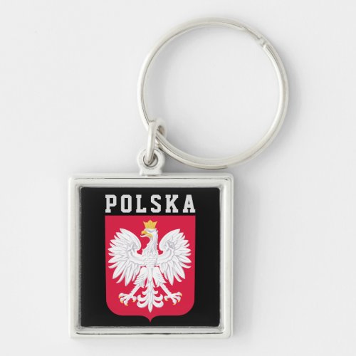 Poland flag with coat of arms keychain