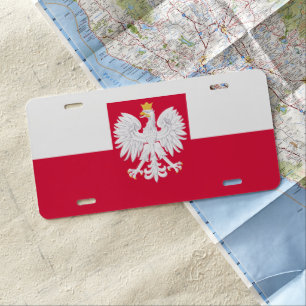 Poland flag (with coat of arms) license plate