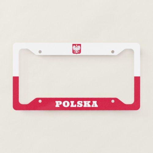 Poland flag with coat of arms license plate frame
