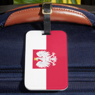 Poland flag (with coat of arms) luggage tag