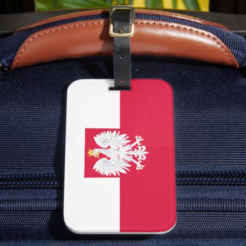 Poland flag with coat of arms luggage tag