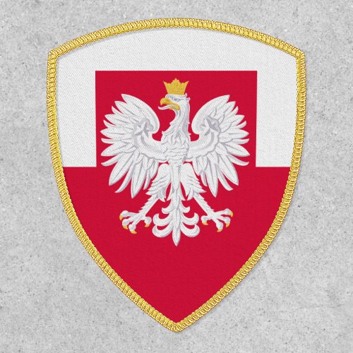 Poland flag with coat of arms patch