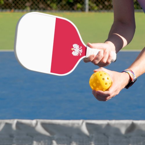 Poland flag with coat of arms pickleball paddle