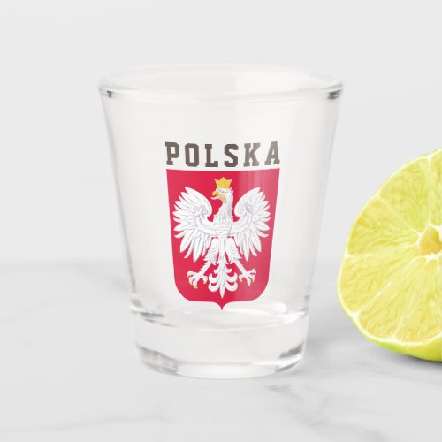 Poland flag with coat of arms shot glass