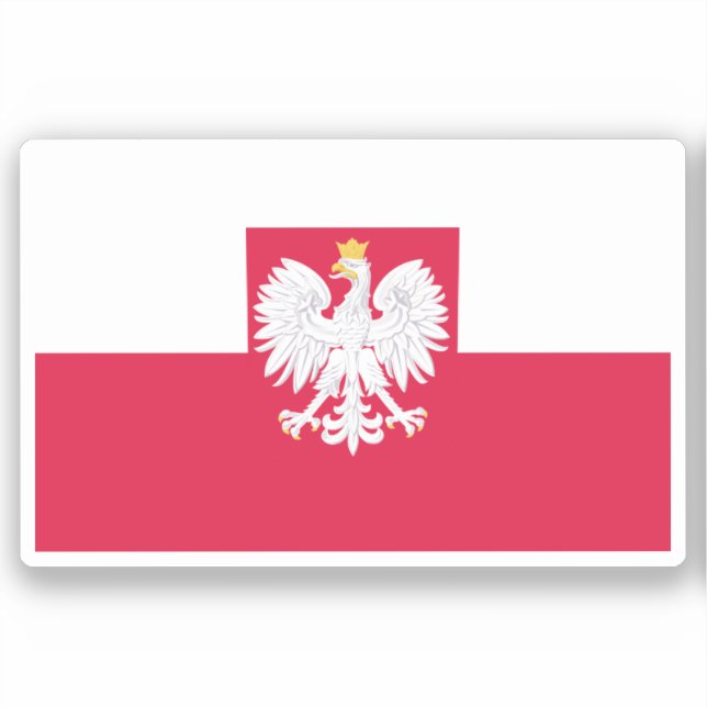 Poland flag (with coat of arms) sticker (Front)