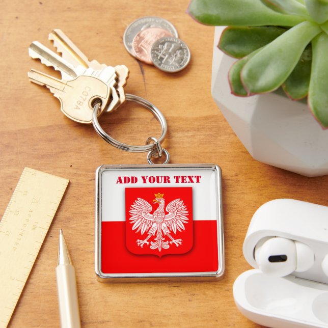 Poland Flag World Cup 2022 Football Soccer Polska Keychain (Desk)