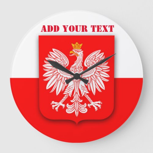 Poland Flag World Cup 2022 Football Soccer Polska Large Clock