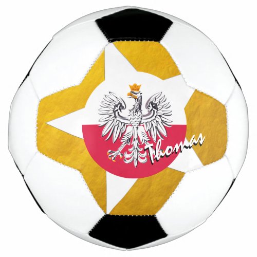 Poland Football  Gold Polish Flag Soccer Ball