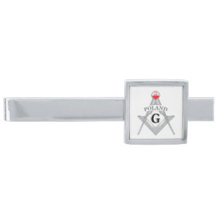 Poland freemasonry sign silver finish tie bar