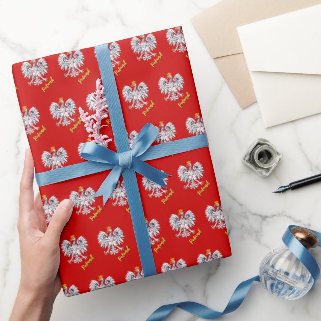 Poland Gifts wrapping, Polish Flag, Emblem / Red Wrapping Paper (Gifting)