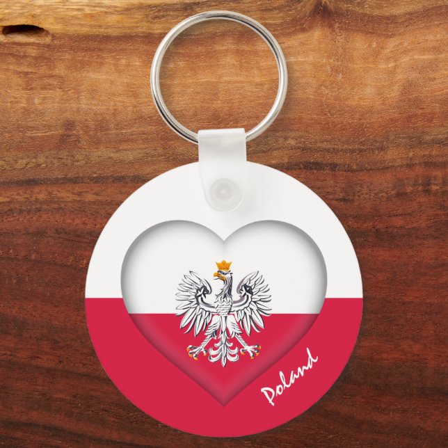 Poland & Heart,  Polish Flag fashion / sports Keychain (Front)