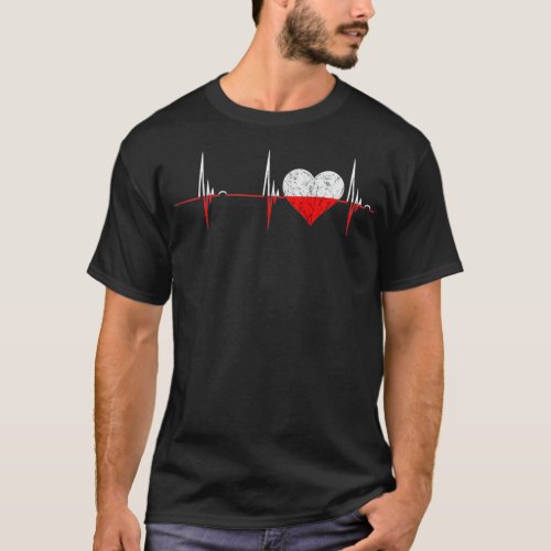 Poland Heart Polish Heartbeat EKG Pulse Polska Roo T_Shirt