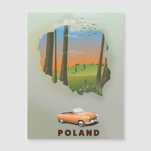 Poland Illustrated travel poster print. (Front)