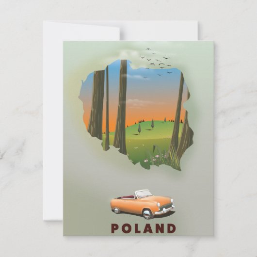 Poland Illustrated travel poster print. (Front)
