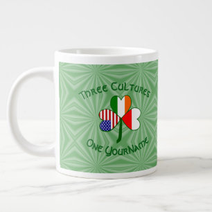Poland Ireland American Shamrock Flag Personalized Giant Coffee Mug