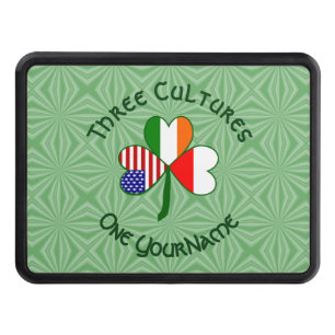 Poland Irish American Flags Shamrock Personalized  Hitch Cover